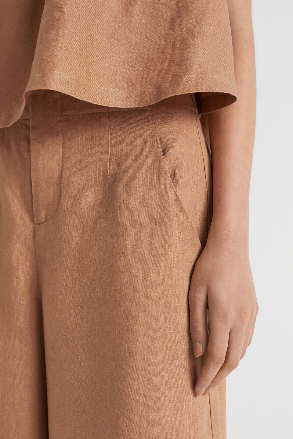 Core Linen Waisted Pant  Auburn Brown