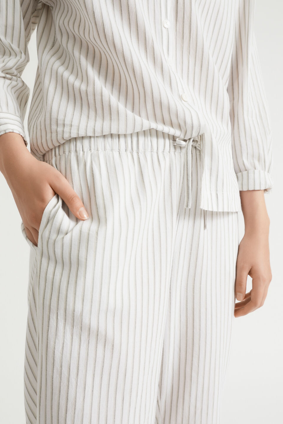 Cotton Pyjama Pant  Olive Stripe