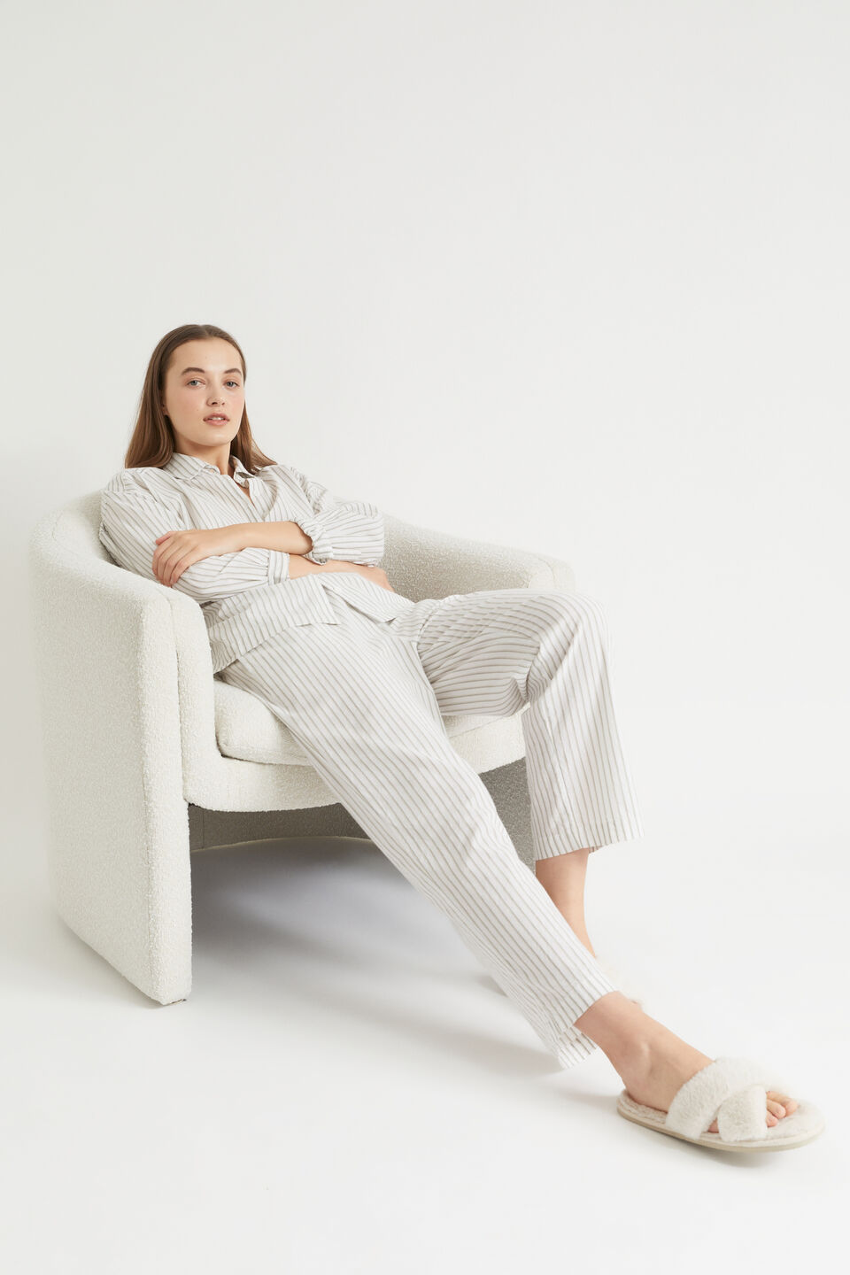 Cotton Pyjama Pant  Olive Stripe