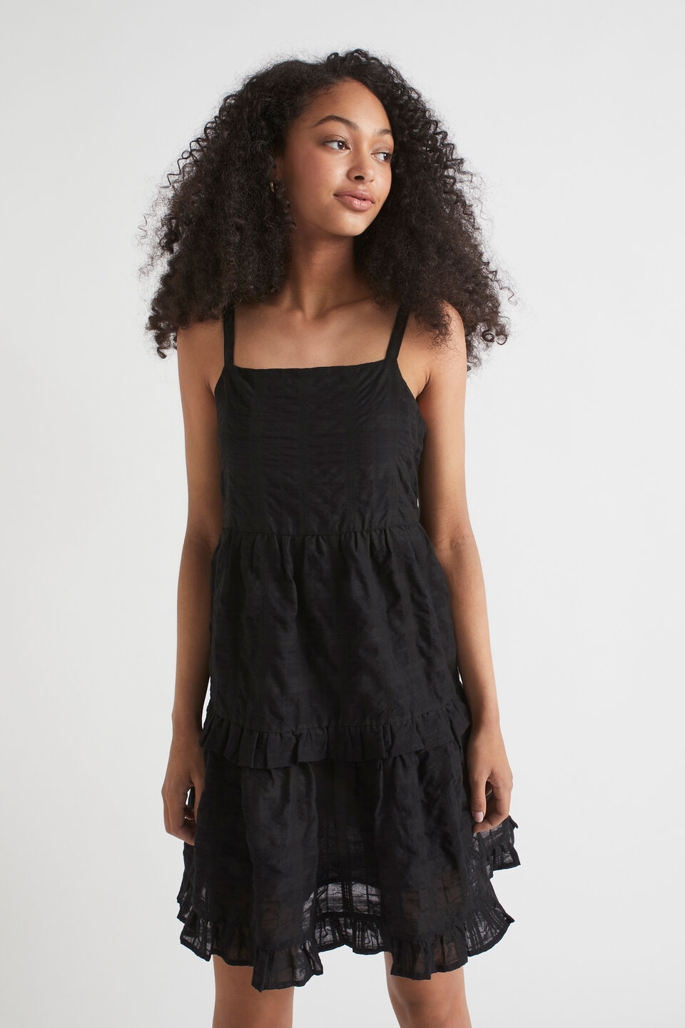 Textured Mini Dress  Black