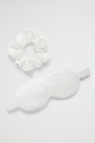 Silk Eye Mask and Scrunchie Set  White  hi-res