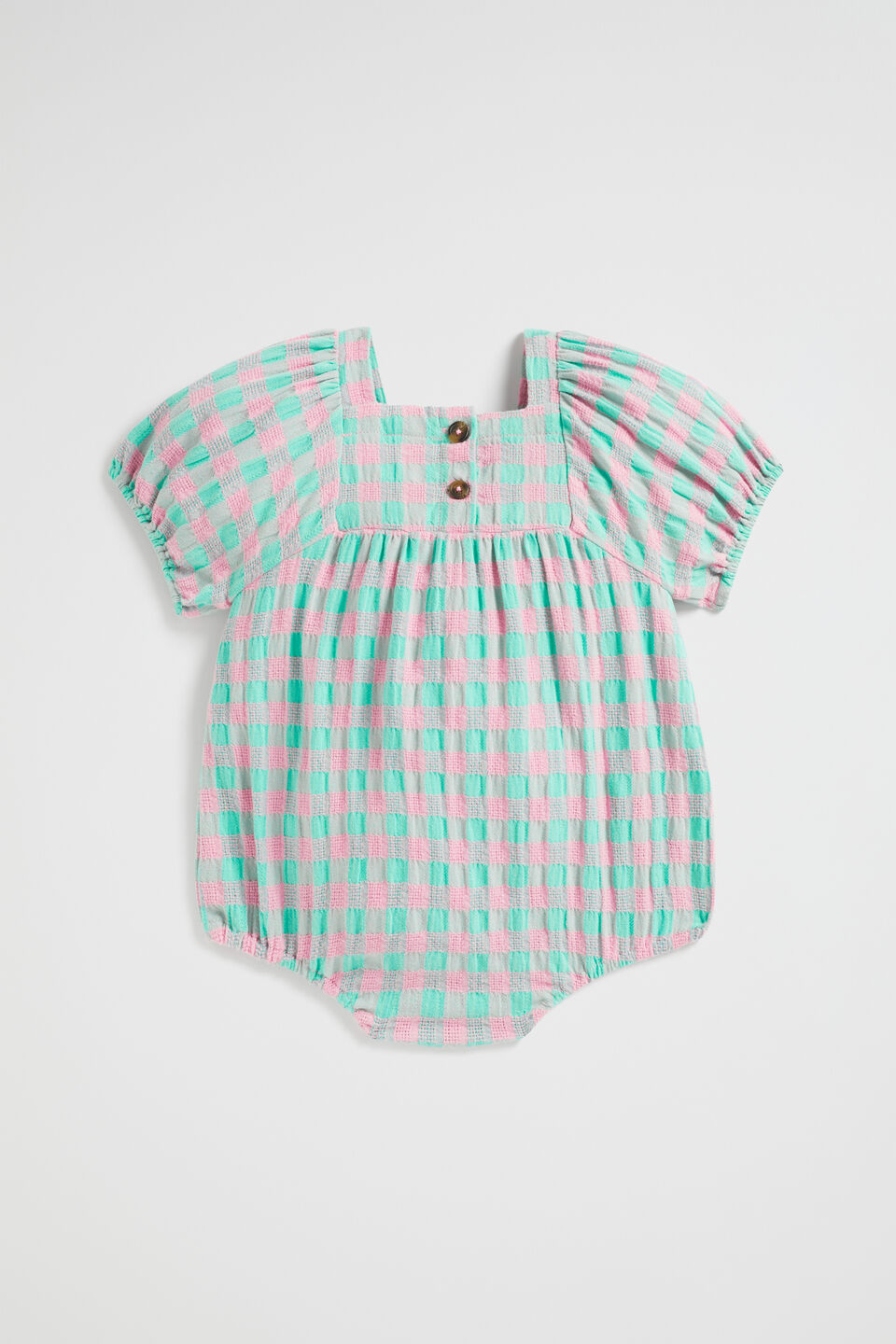 Gingham Romper  Candy Pink