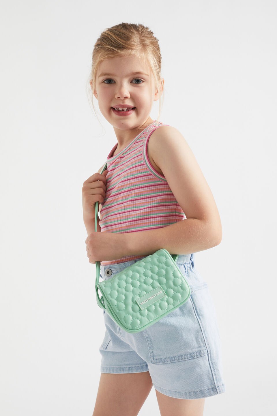 Daisy Quilted Cross Body Bag  Spearmint