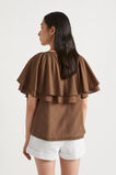 Voile Flutter Top  Pecan Brown  hi-res