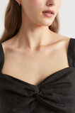 Linen Twist Front Crop Top  Black  hi-res