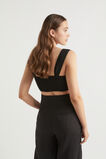 Linen Twist Front Crop Top  Black  hi-res