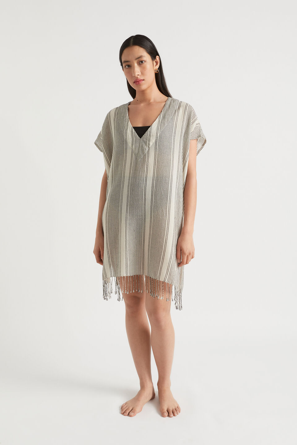 Textured Stripe Kaftan  Black Stripe