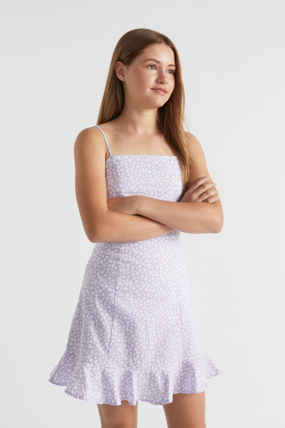 Floral Frill Dress  Lilac