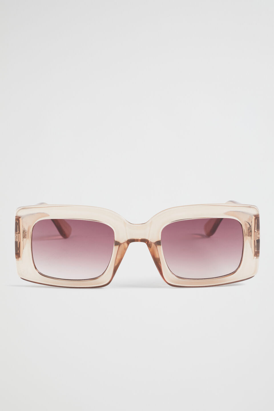 Lou Rectangle Sunglasses  Sheer Beige