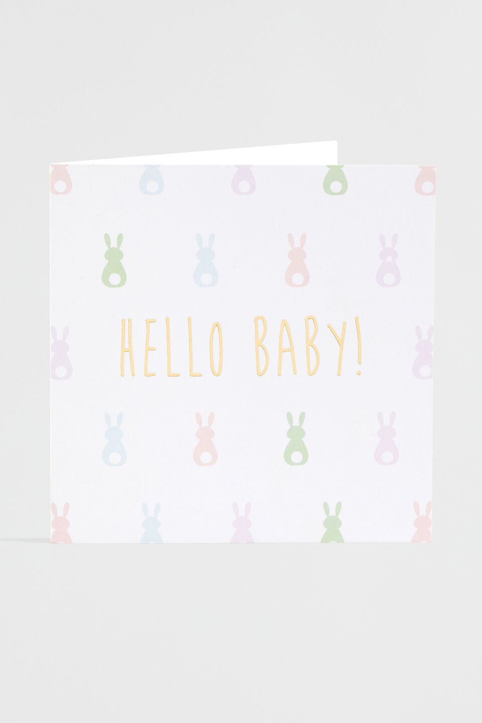 Large Hello Baby Bunny Card  Multi