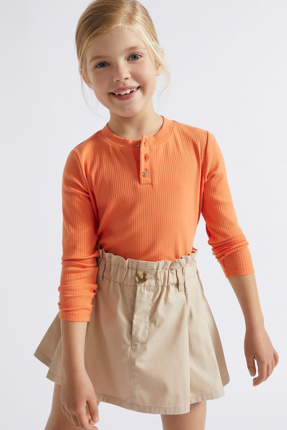 Funnel Rib Tee  Apricot