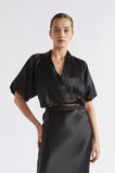 Satin Drape Blouse  Black  hi-res