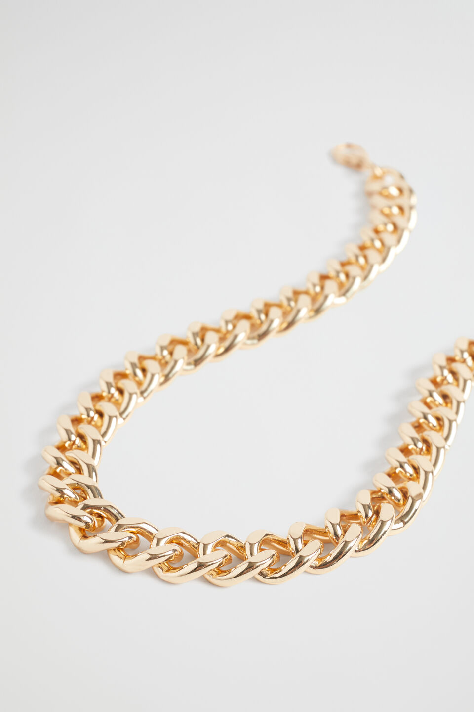 Flat Curb Chain Necklace  Gold