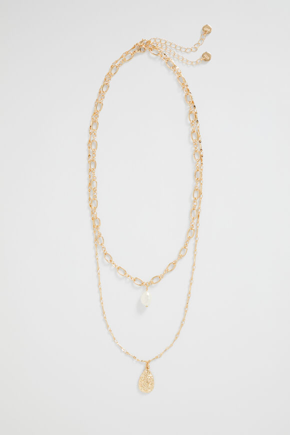 Pearl Pendant Necklace  Gold  hi-res