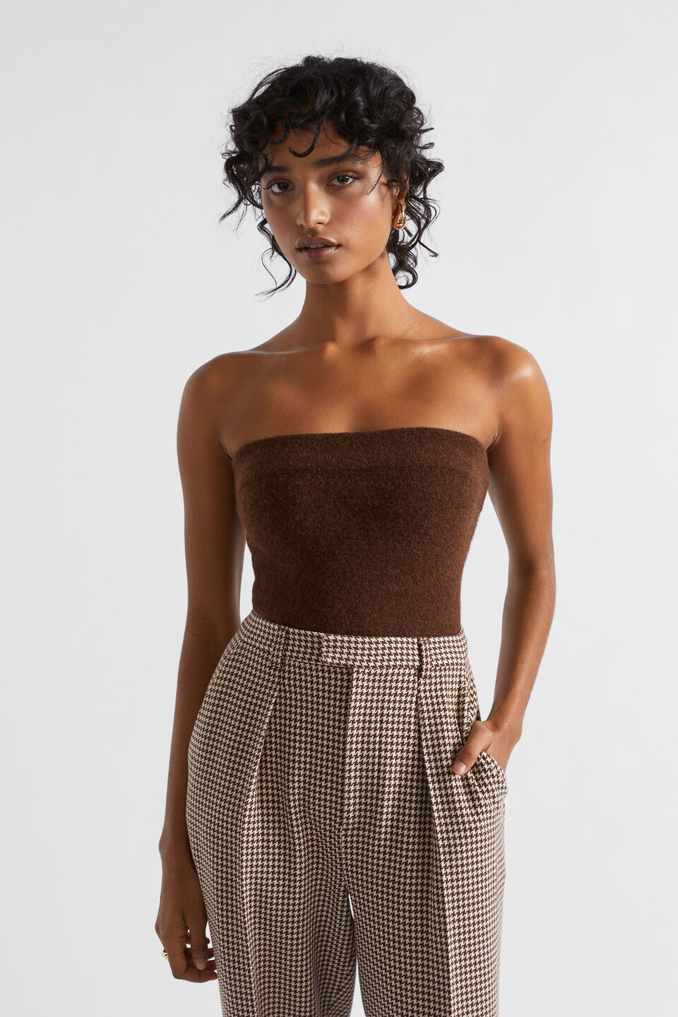 Cosy Knit Bustier  Hot Chocolate Marle