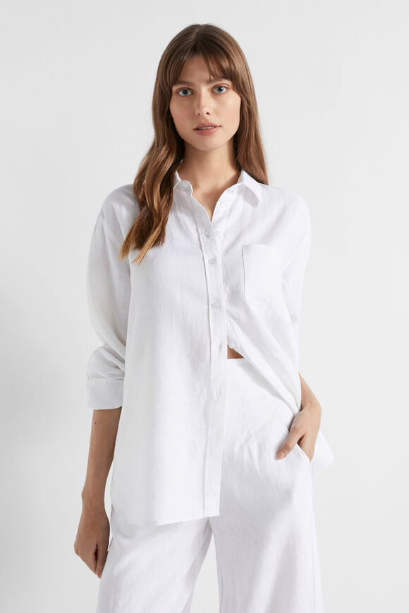 Core Linen Boyfriend Shirt  Whisper White  hi-res