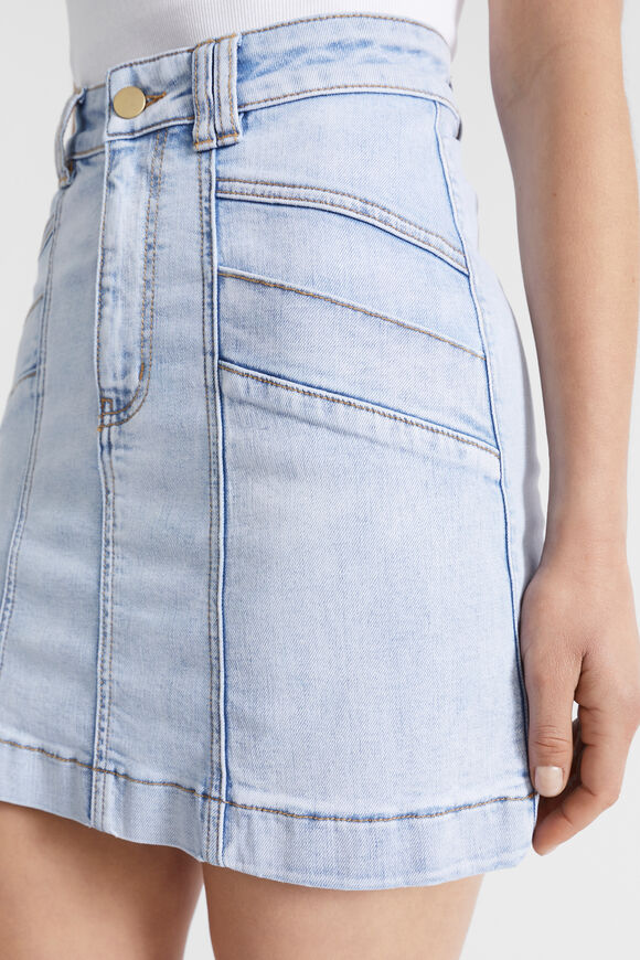 Denim A Line Panel Mini Skirt  Pacific Wash  hi-res