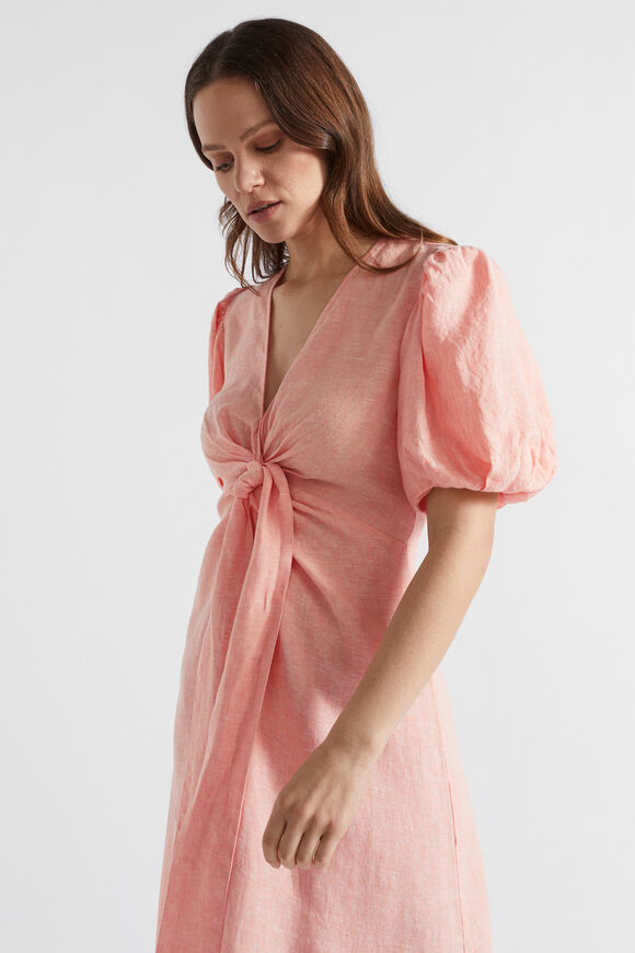 Linen Tie Front Maxi Dress  Tulip Pink Crossdye  hi-res