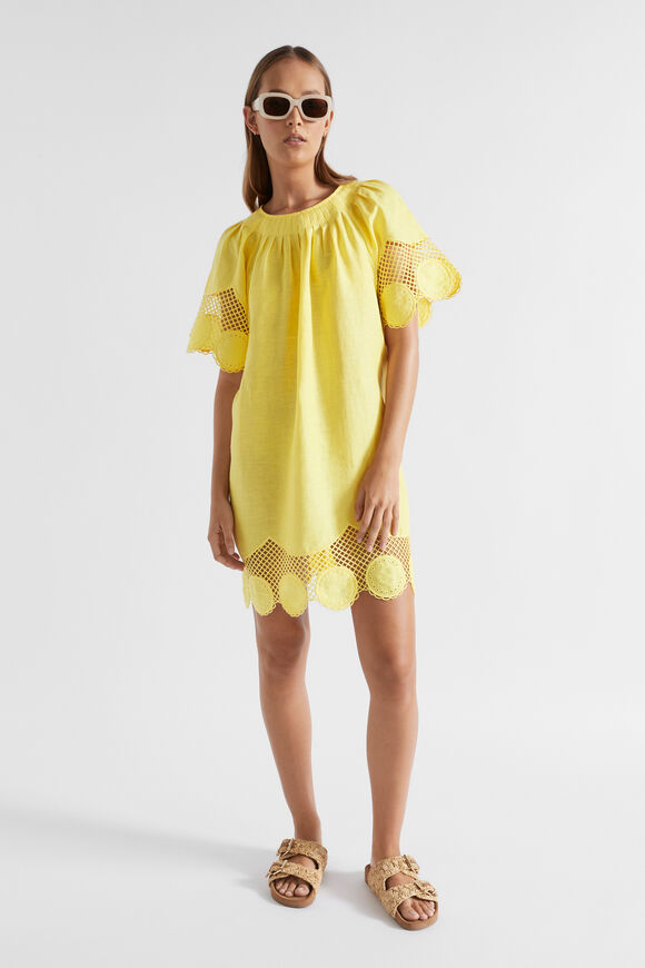 Embroidered Hem Dress  Lemon Drop  hi-res