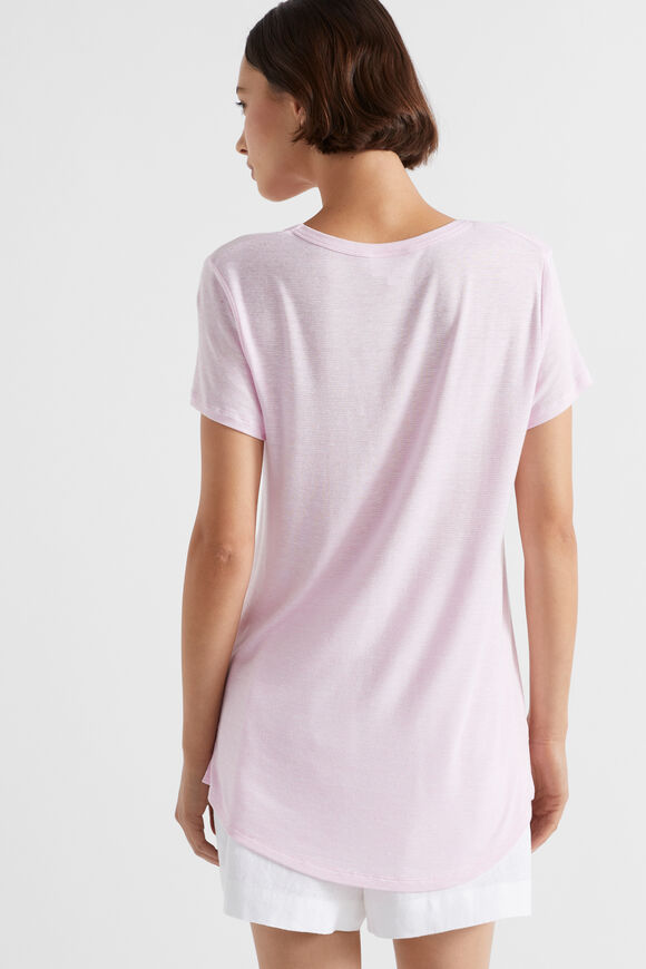 Linen Blend Stripe Tee  Pink Gin Stripe  hi-res