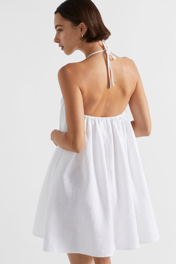 Linen Halter Mini Dress  Whisper White  hi-res