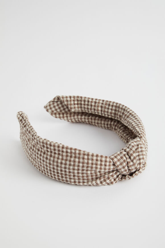 Gingham Knot Headband  Affogato Gingham  hi-res