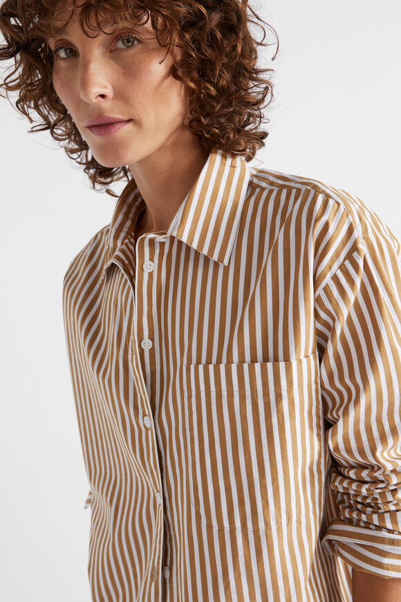 Poplin Pocket Front Shirt  Honey Gold Stripe  hi-res