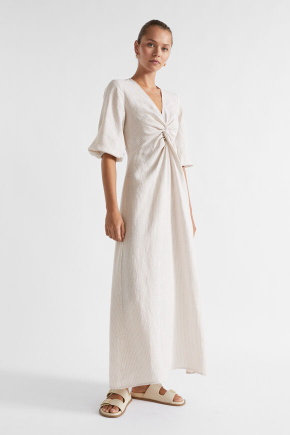 Linen Pinstripe Maxi Dress  Frappe Stripe  hi-res