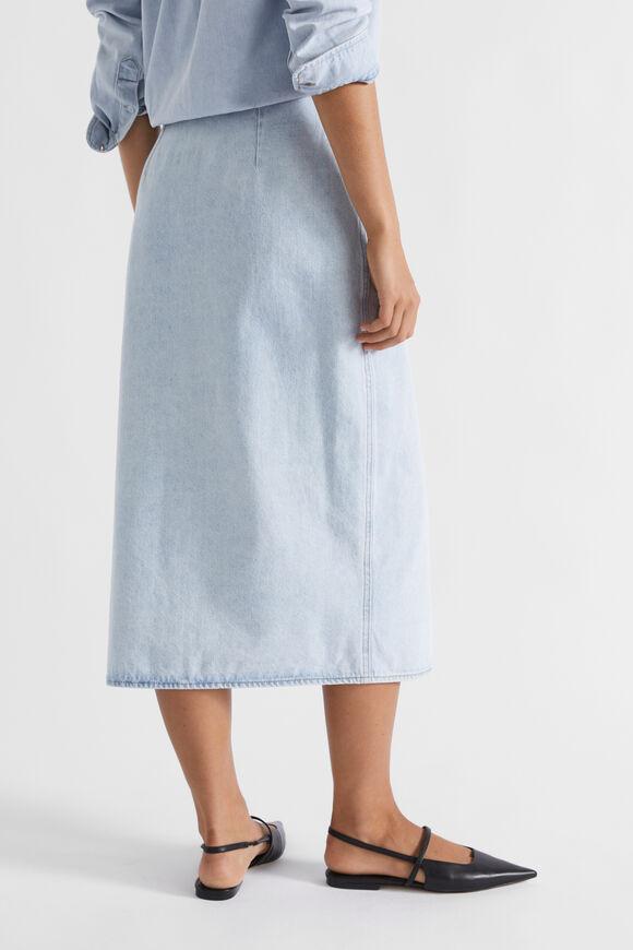 Denim Midi Wrap Front Skirt  Glacier Denim  hi-res