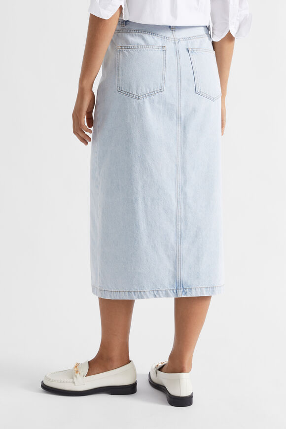 Denim Midi Split Front Skirt  Glacier Denim  hi-res