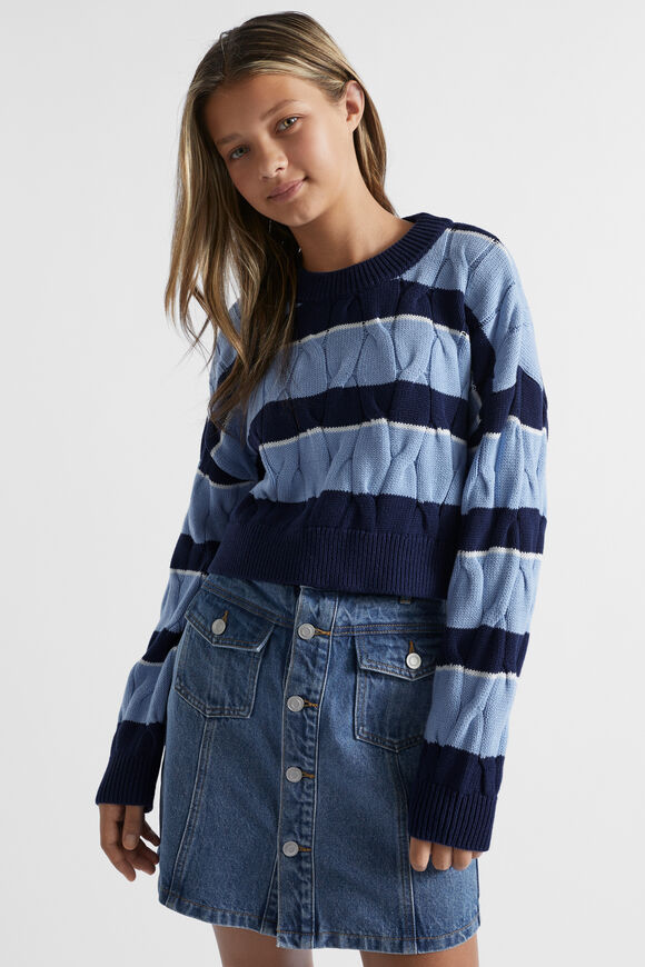 Stripe Crop Knit  Ink Blue  hi-res