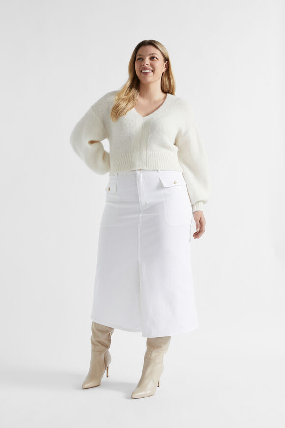 Denim Midi Pocket Skirt  Cloud Cream  hi-res