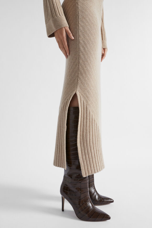 Diagonal Rib Skirt  Champagne Beige Marle  hi-res