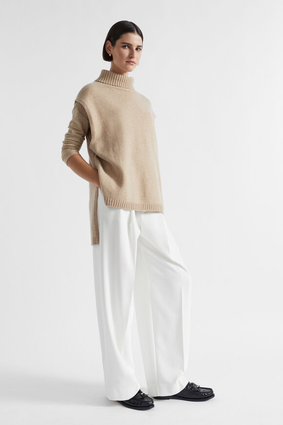 Roll Neck Poncho  Champagne Beige Marle  hi-res