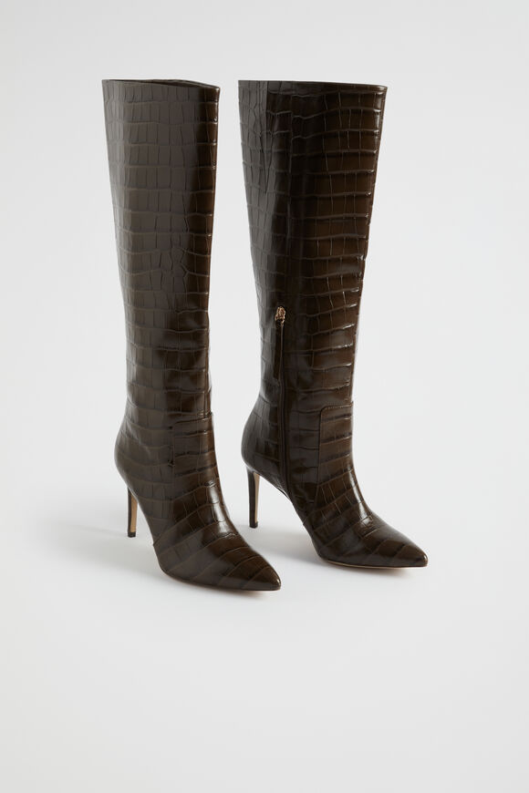 Shae Croc High Leg Boot  Chocolate Croc  hi-res