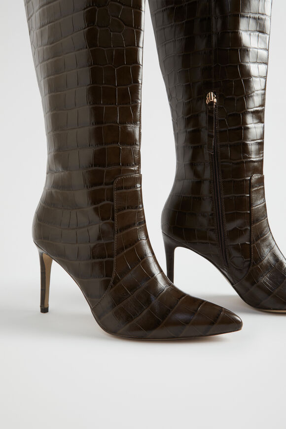 Shae Croc High Leg Boot  Chocolate Croc  hi-res