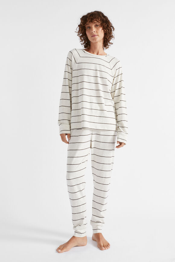 Stripe Jersey Top and Pant PJ Set  Coffee Stripe  hi-res