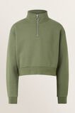 Zip Cropped Sweater  Khaki  hi-res
