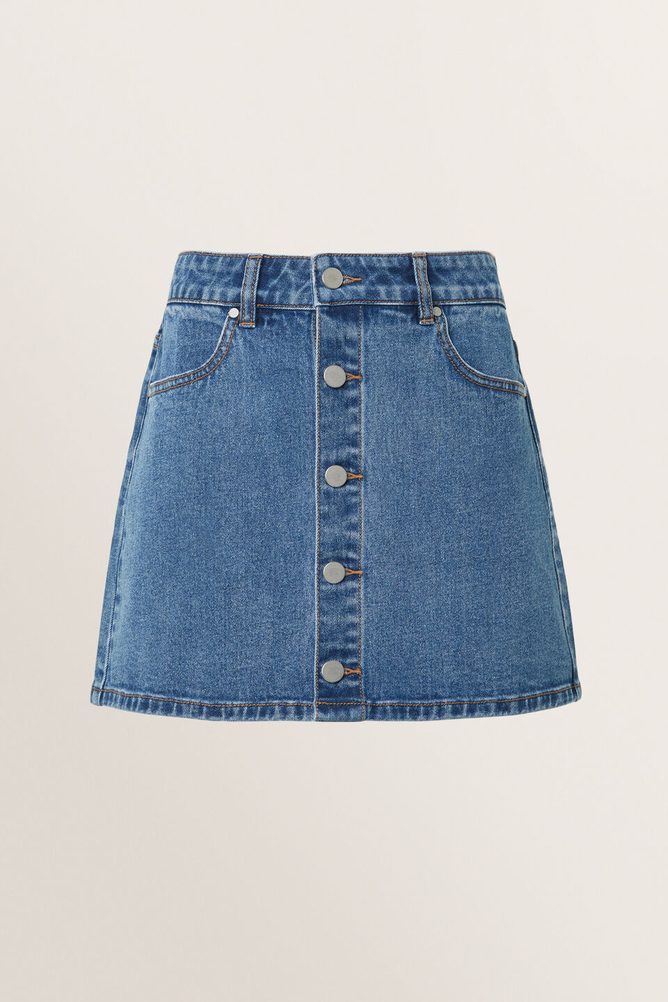 Button Denim Skirt  Vintage Indigo