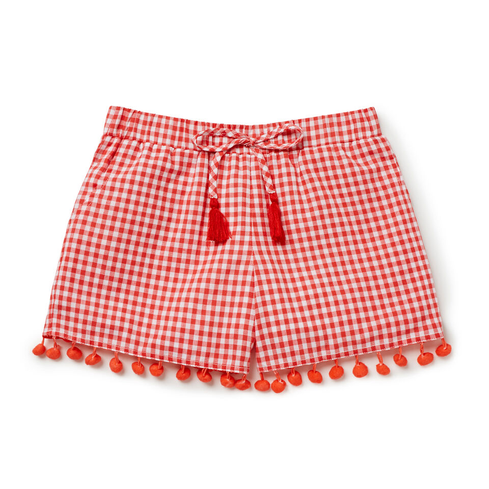 Gingham Pom Pom Shorts  