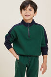 Panelled Zip Sweater  Bottle Green  hi-res