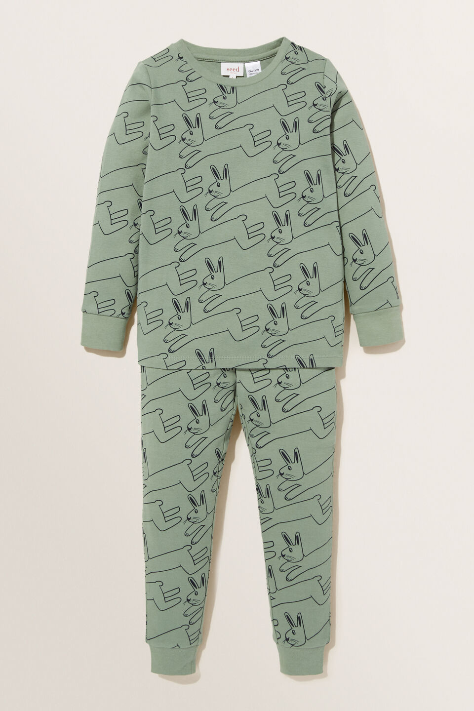 Bunny Long Sleeve Pyjamas  Olive