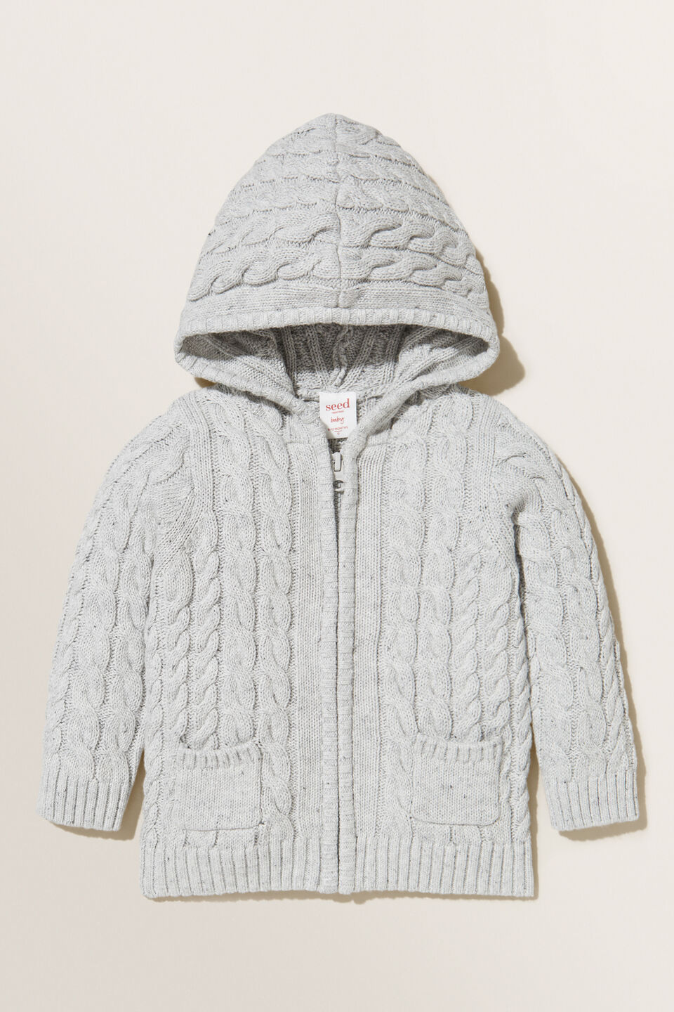 Cable Knitted Hoodie  Cloudy Marle