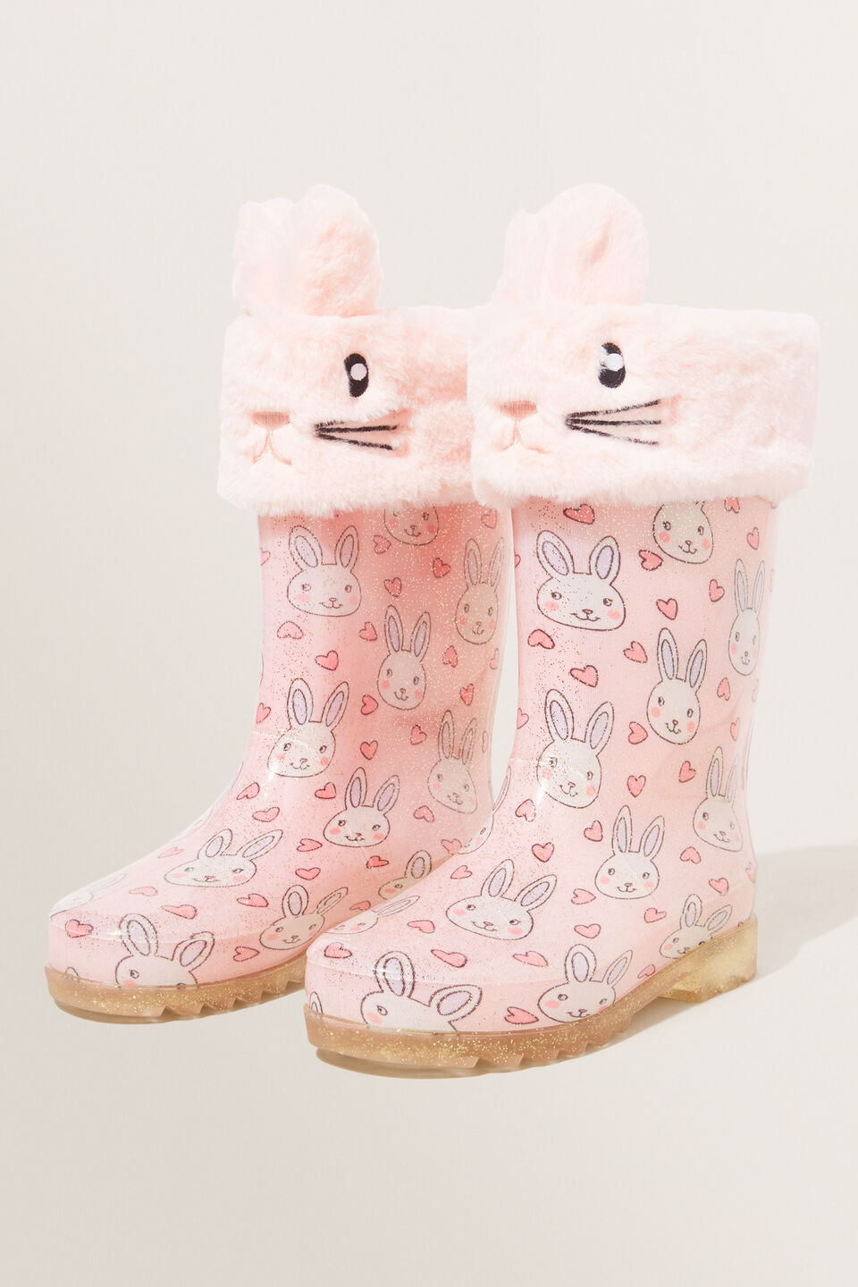 Bunny Gumboot Socks  Dusty Rose