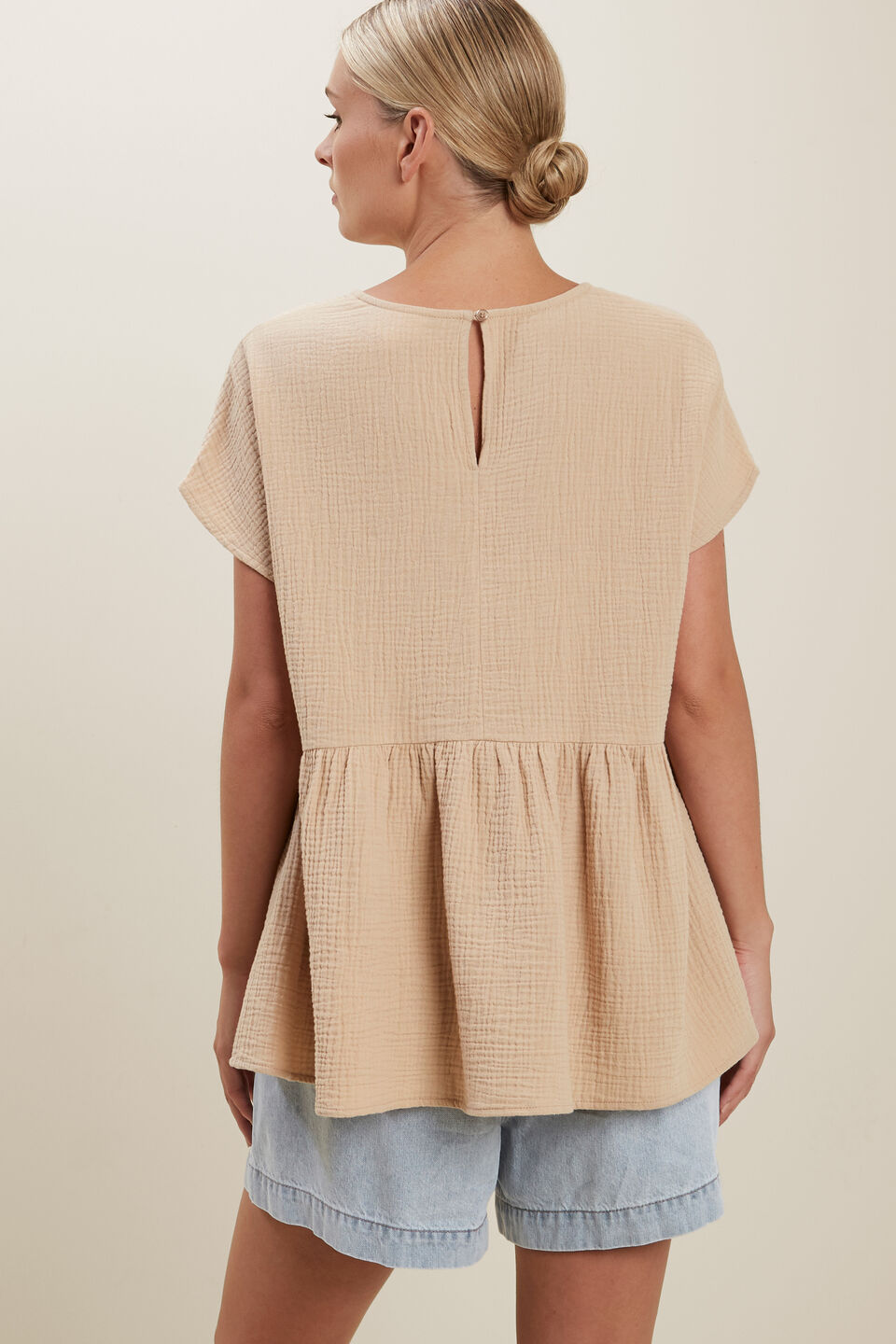 V Neckline Cheesecloth Top  Biscotti