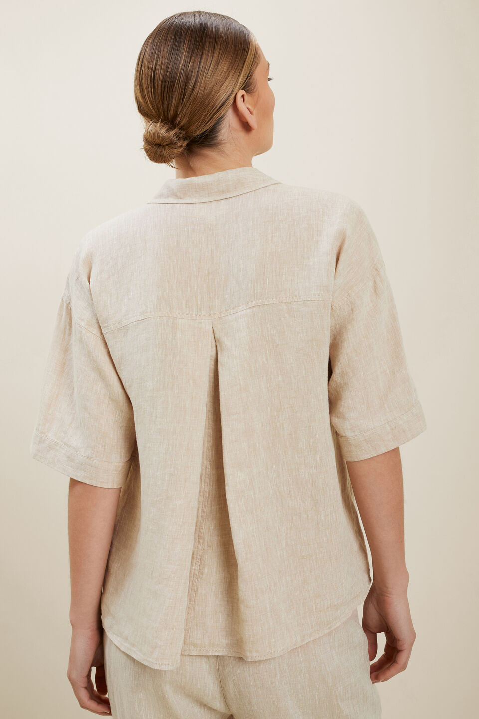 Short Sleeve Linen Shirt  Neutral Blush