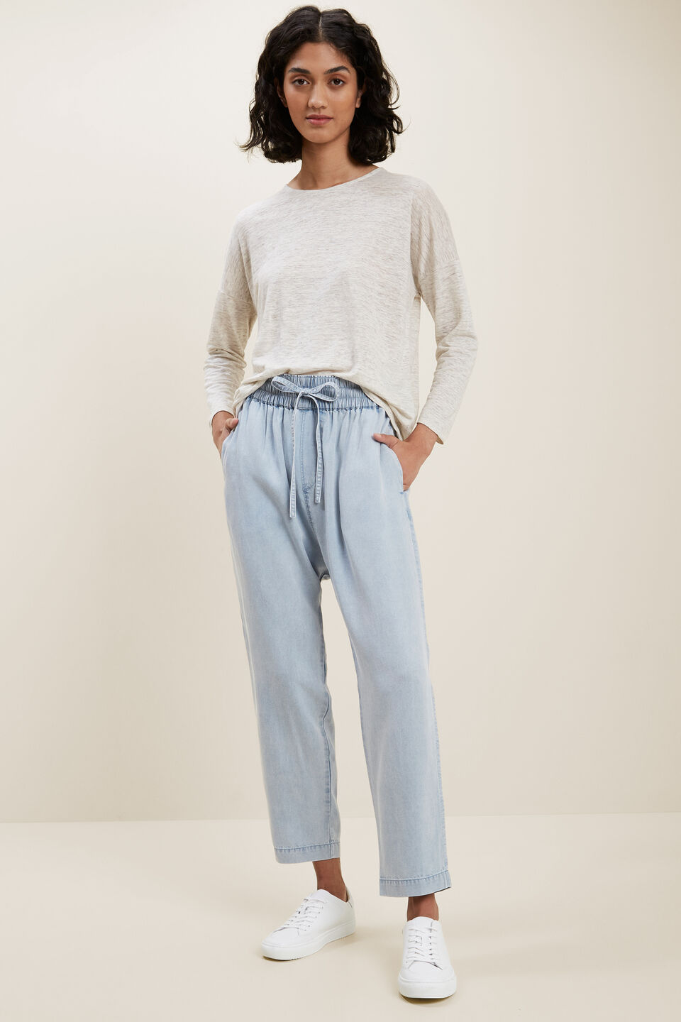 3/4 Sleeve Linen Tee  Butter Marle