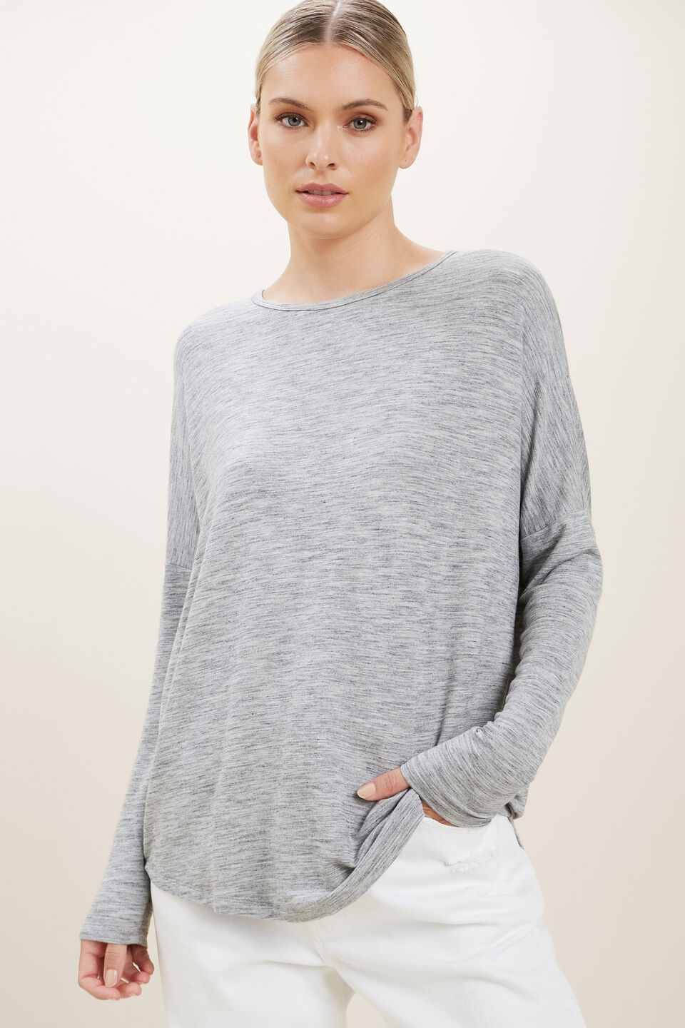 Spacedye Hi-Low Sweater  Stormy Grey Spacedye