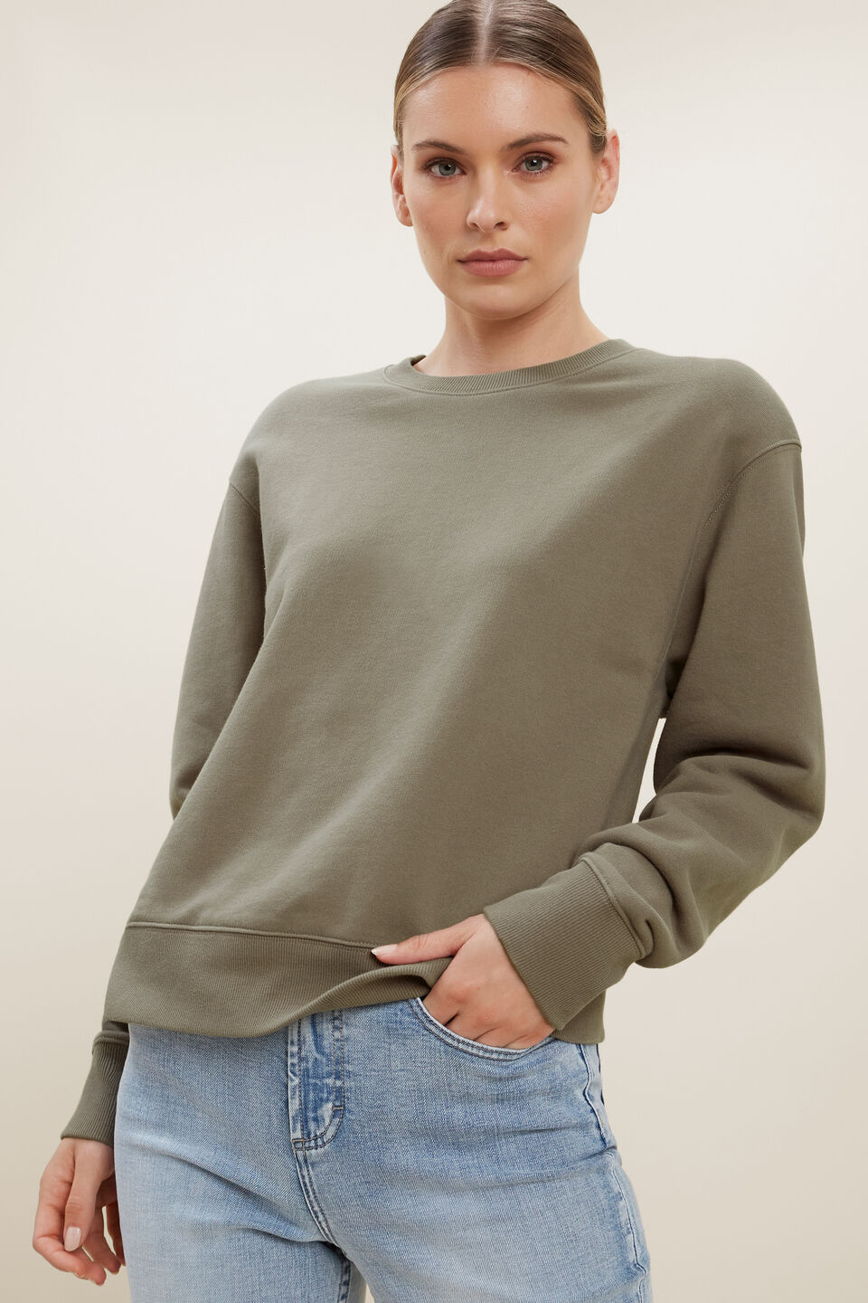 Relaxed 80S Sweater  Olive Khaki