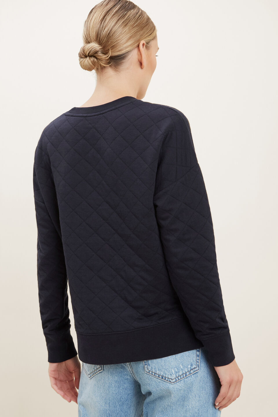 Quilted Sweater  Deep Navy